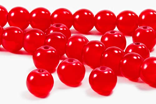 INWARIA Glasperlen rund Qualitäts - Perlen Schmuck basteln, Ø 6 mm, 100 Stück, P-1/6 (Rot) von inwaria