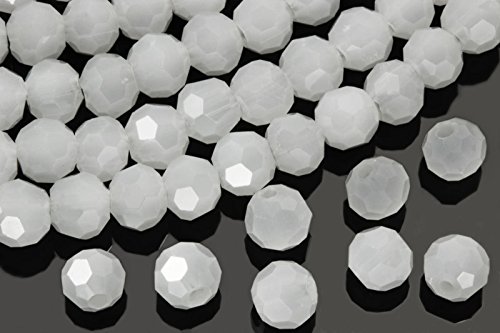 INWARIA Kristall Glasperlen 4mm facettiert rund Crystal AB Perlen Glasschliffperlen KP-4 (4mm - 100 Stück, White alabaster) von inwaria
