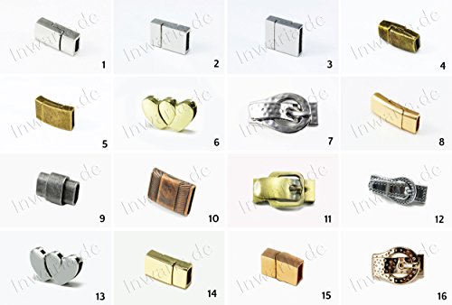 INWARIA Magnetverschluss Magnet Verschluss für flache Bänder Schmuckverschluss, MV-10 (13 - 29 x 17 mm, Silberfarben) von inwaria