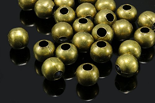 INWARIA Metallperlen 2/3/4/5/6/7/8/10/12/14 mm Großlochperlen Perlen Kugel Spacer, S2 (2mm - 1000 Stück, Bronzefarben) von inwaria