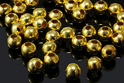 INWARIA Metallperlen 2/3/4/5/6/7/8/10/12/14 mm Großlochperlen Perlen Kugel Spacer, S2 (8mm - 100 Stück, Goldfarben) von inwaria