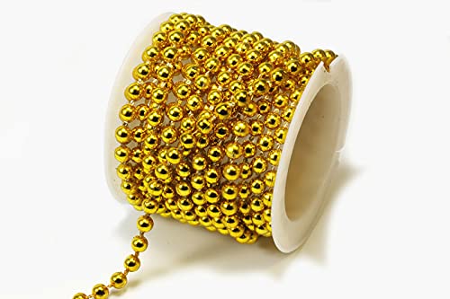 INWARIA Perlenband 2 m Rolle Perlenkette Perlenschnur Dekoband Band, PB-10 (Goldfarben) von inwaria