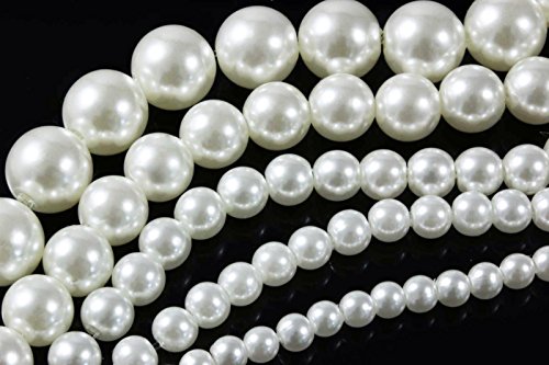INWARIA Wachsperlen 4/5/6/10 mm perlweiß weiß Perlen Tischdeko rund Dekoperlen, WP5 (6mm - 250 Stuck, Perlweiß) von inwaria