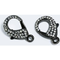 Karabiner Verschluss, 30 x 20 mm, Strass Steine, schwarz Karabiner Verschluss, 30 x 20 mm, Strass Steine, schwarz von inwaria