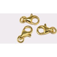 Karabiner Verschluss mit Bindering aus 925 SILBER vergoldet, 9/11/13/16 mm von inwaria