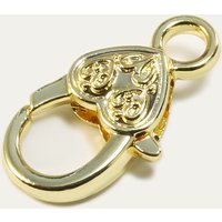 Karabiner Verschluss mit Herz-Verzierung, 19 x 7 mm Silberfarben hell / 5 Stück Karabiner Verschluss mit Herz-Verzierung, 19 x 7 mm Silberfarben hell / 5 Stück von inwaria