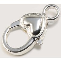 Karabiner Verschluss mit Herz-Verzierung, 19 x 7 mm Silberfarben hell / 5 Stück Karabiner Verschluss mit Herz-Verzierung, 19 x 7 mm Silberfarben hell / 5 Stück von inwaria