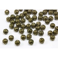 Metallperlen, filigran, Ø 10 mm, Kugel, 50 Stück Metallperlen, filigran, Ø 10 mm, Kugel, 50 Stück von inwaria