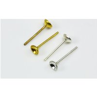 Ohrstecker mit Fassung, ohne Öse Silberfarben hell / 100 Stück von inwaria