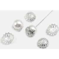 Perlenkappen, Ø 8/12 mm Ø 12 mm / Silberfarben hell / 100 Stück Perlenkappen, Ø 8/12 mm Ø 12 mm / Silberfarben hell / 100 Stück von inwaria