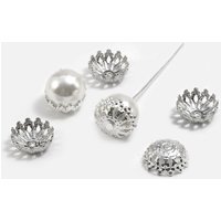 Perlenkappen, Ø 8/12 mm Ø 12 mm / Silberfarben hell / 100 Stück Perlenkappen, Ø 8/12 mm Ø 12 mm / Silberfarben hell / 100 Stück von inwaria