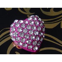 Strassperle in Herzform, 16 x 16 mm, rosa, Metallperle Strassperle in Herzform, 16 x 16 mm, rosa, Metallperle von inwaria