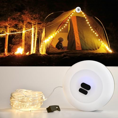 Wasserdichte Tragbare Verstaubare Lichterkette für den Außenbereich, Camping Lichterkette, Perfekt für Outdoor-Zeltstimmung, Wiederaufladbaren Anpassbarem Farbwechsel (Warmes-Licht) von iodoo