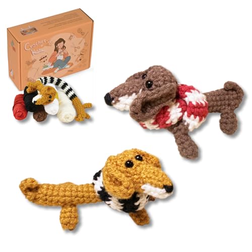 iofficego Häkelset für Anfänger, Häkel-Starter-Kit für Erwachsene, Schal Dackel Stricksets Haken Garn-Set mit Schritt-für-Schritt-Video-Tutorials, DIY Häkel-Schlüsselanhänger-Puppen iofficego Häkelset für Anfänger, Häkel-Starter-Kit für Erwachsene, Schal Dackel Stricksets Haken Garn-Set mit Schritt-für-Schritt-Video-Tutorials, DIY Häkel-Schlüsselanhänger-Puppen von iofficego