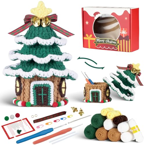 iofficego Häkelset für Anfänger, Weihnachten Häkelset für Anfänger Erwachsene, Stricksets Haken Garn Set mit Schritt-für-Schritt-Video-Tutorials, Weihnachtsbaumstil, Grün iofficego Häkelset für Anfänger, Weihnachten Häkelset für Anfänger Erwachsene, Stricksets Haken Garn Set mit Schritt-für-Schritt-Video-Tutorials, Weihnachtsbaumstil, Grün von iofficego