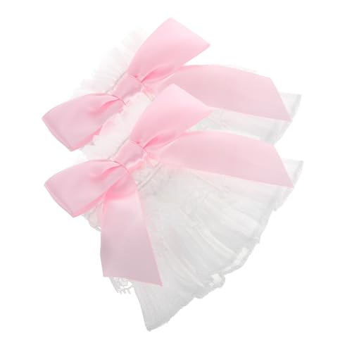 iplusmile 1 Paar Schleifenärmel Armbinde Fingerloser Spitzenhandschuh für Damen aufsteckbarer Ärmel für Kleid Handgelenkmanschette falsche Ärmel elastische Handgelenksmanschetten Stoff von iplusmile