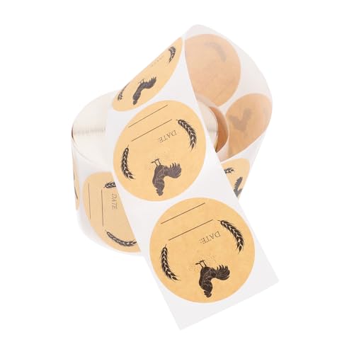 iplusmile 1 Rolle Verpackungsetikett für Eierkarton Runde Aufkleber aus Kraftpapier selbst Paket Etiketten für Küchenkonserven runden von iplusmile