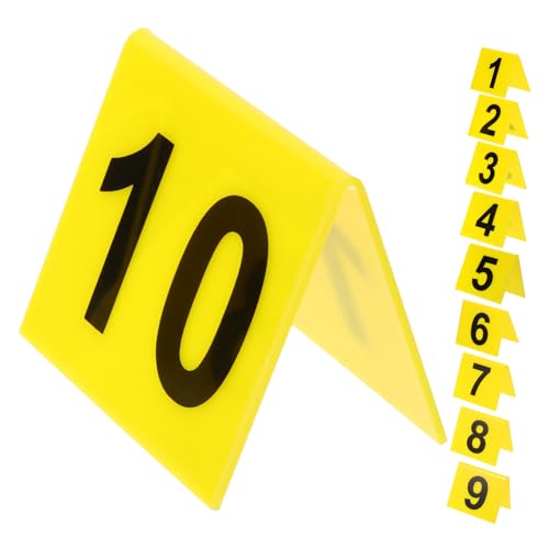 iplusmile 10 Stück Förmige Tischnummern aus Doppelseitige Markierungen für Restaurant und Veranstaltungen Gelbe Tischnummern für Hochzeiten und Partys von iplusmile