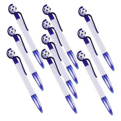 iplusmile 10 Stück Fußball Kugelschreiber Blaue Einziehbare Schreibstifte mit Rutschfestem Griff Kreative Büro und Schülerpens Glattes Schreiben für Partygeschenke und Schulbedarf von iplusmile