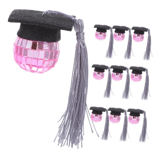 iplusmile 10 Stück Grad-Cap-Ornament Abschlusskuchendekor Mini-Abschlussquasten Mini -Abschlusskappe Cupcake Topper Abschlusskappe Disco Ball Acryl Silver von iplusmile