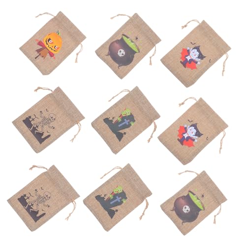 iplusmile 10 Stück Halloween Geschenktüten aus Robustem Baumwoll Leinen Wiederverwendbare Kordelzug Säckchen mit Halloween Motiven für Süßigkeiten Partygeschenke und Festlichkeiten von iplusmile