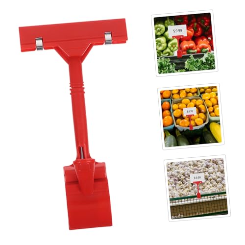 iplusmile 10 Stück Preisschildhalter aus Robustem Kunststoff Vielseitige Förmige Etikettenhalter für Einzelhandel Supermarkt und Geschäft Langlebig Praktische Merchandising Clips in Rot von iplusmile