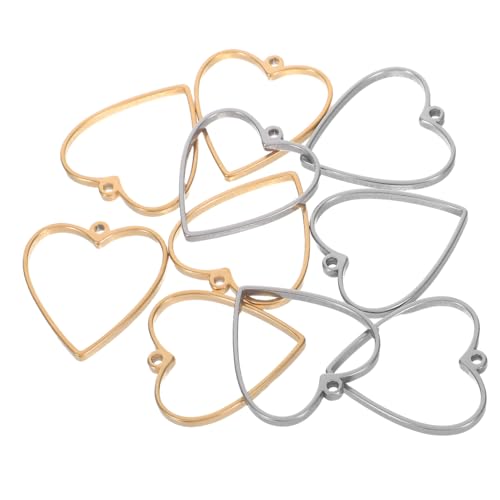 iplusmile 10 Stück Teiliges Herz Anhänger Rahmen Rostfrei Offenes Design für Schmuckherstellung Geeignet für Harz und Edelsteine Stabile Fassung für DIY Halsketten und Charms von iplusmile