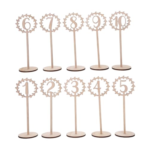 iplusmile 10 Stück Teiliges Holz Tischnummern Hochzeit mit Halter Basis Hohl Gestaltete Zahlenkarten für Tischdekoration Wiederverwendbar Geeignet für Hochzeitsfeier Party und Catering von iplusmile