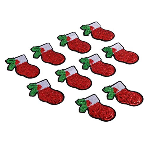 iplusmile 10 Stück Teiliges Weihnachtsstoff Bügelbare Pailletten Stickerei Applikationen Aufnäher für Jeans Hüte Blusen Kleidung Reparatur Weihnachtsmotive Langlebig Modisch von iplusmile