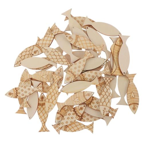 iplusmile 100 Stück Bemalter Fischanhänger Holzausschnitte für Handwerk Kreative DIY -Dekorationen Holzfischausschnitte leere Holzformen zum Basteln hängende Ornamente für Partys Pappelbrett von iplusmile