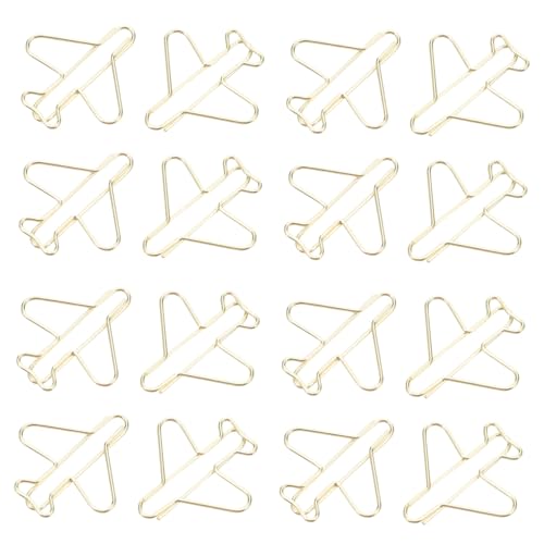 iplusmile 100 Stück Goldene Büroklammern Flugzeugform Langlebige Electroplattierte Metallclips und Tragbar Niedliche Kawaii Planer Clips für Schule Büro und Hochzeitsgeschenke von iplusmile