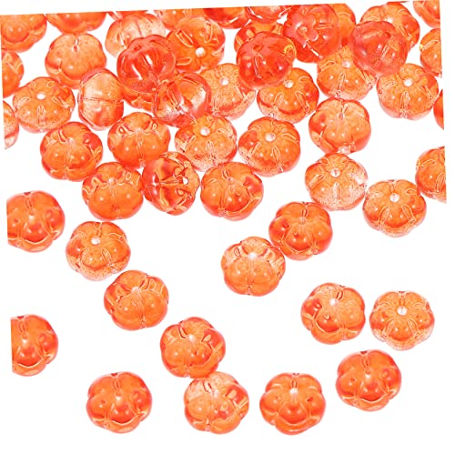 iplusmile 100 Stück Kürbis Glasperlen mit Glatte Oberfläche zum Auffädeln für DIY Schmuck Schmuckdekoration Bastelprojekte Halloween Deko Goldfaden von iplusmile