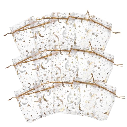 iplusmile 100 Stück Organza Säckchen mit Kordelzug Kleine Weiße Geschenkbeutel mit Goldglänzendem Stern Mond Dekorative Organzasäckchen für Schmuck Süßigkeiten Hochzeit Party Kosmetik iplusmile 100 Stück Organza Säckchen mit Kordelzug Kleine Weiße Geschenkbeutel mit Goldglänzendem Stern Mond Dekorative Organzasäckchen für Schmuck Süßigkeiten Hochzeit Party Kosmetik von iplusmile
