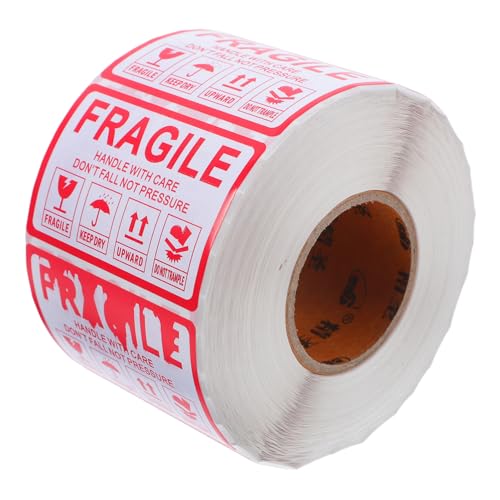 iplusmile 1000 Stück Fragile Logo-Aufkleber zerbrechliche Umzugsetiketten zerbrechliche Etikettenaufkleber Warnetiketten auf Verpackungen zerbrechliche Paketetiketten Kupferplatte rot von iplusmile