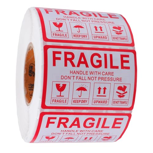 iplusmile 1000 Stück Fragile Warnetiketten Selbstklebende Verpackungsaufkleber für Sichere Leicht Anzuwenden Reduzieren Transportschäden und Verbessern die Handhabung von Zerbrechlichen von iplusmile