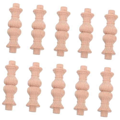 iplusmile 10Stücke Handgefertigte Holzspindeln Buchenholz Unbehandelt Dekorative Elemente für Möbel und Treppen Bastelprojekte und Innendekoration von iplusmile