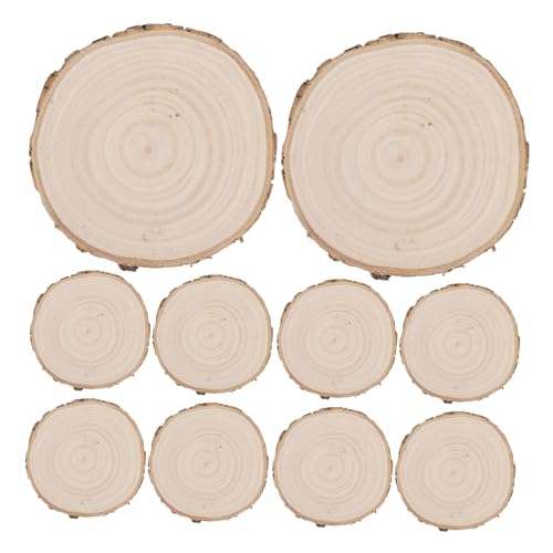 iplusmile 10Stücke Unbehandelte Holzscheiben Runde Holzkreise aus Natürlichem für DIY Projekte Basteln Rustikale Heimdekoration von iplusmile