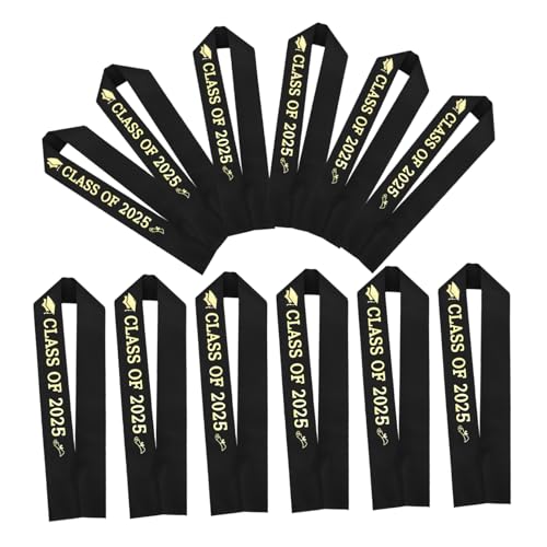 iplusmile 12 Stück 2025 Abschlussfeier-Träger Klasse von 2025 Abschluss Requisiten Abschluss Zubehör Graduationsparty Gefälligkeiten Graduierungs-Etikettengürtel Satin Black von iplusmile