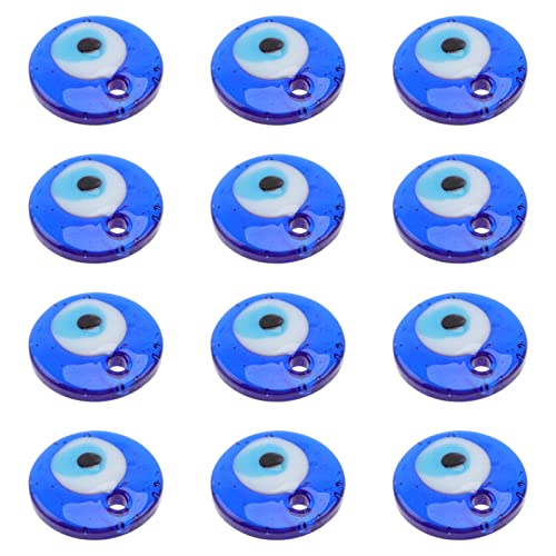 iplusmile 12 Stück Böses Auge Perlen Charms Böser Blick Glasperlen Evil Eye Beads Nazar Boncuk Perlen Charm 3cm DIY Schmuck Anhänger für Ohrringe Halskette Schmuckherstellung Blau von iplusmile