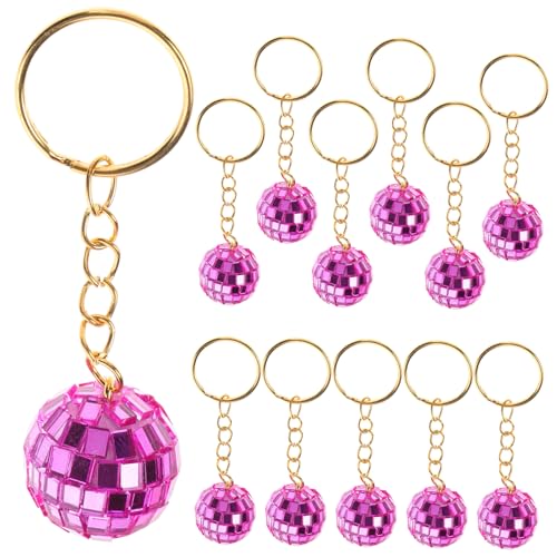 iplusmile 12 Stück Mini Discokugel Schlüsselanhänger Spiegelkugel Party Deko Jahre Stil Vielseitiges Partyzubehör für Weihnachten Halloween Auto Innenraum Dekoration von iplusmile