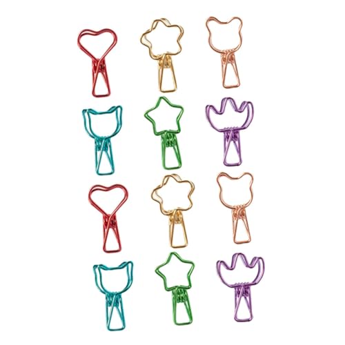 iplusmile 12 Stück Teiliges Bunte Metallklammern mit Hohlem Design Stabile Büroklammern für Quittungen Kreative Organisationsclips Vielseitig für Schule Büro und Haushalt Dekorativ und von iplusmile