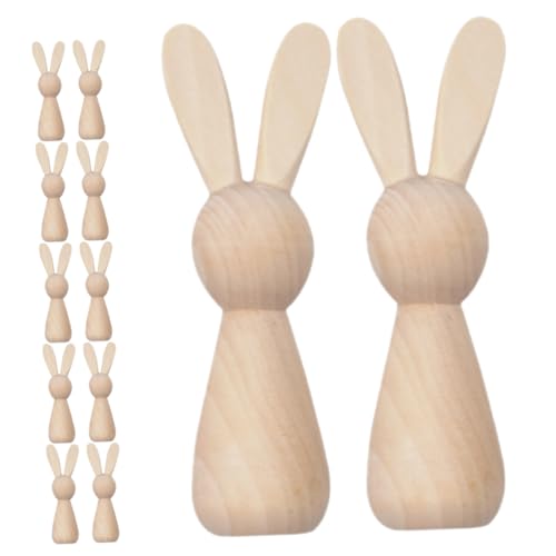 iplusmile 12 Stück Teiliges Holzkaninchen Realistisch Gestaltet Glatte Oberfläche Sicher für Erwachsene Kreative Diy Osterdekoration Natürliche Holzfiguren für Frühling und Zuhause von iplusmile