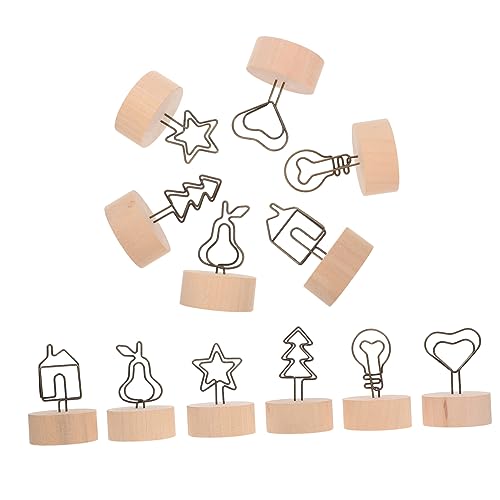 iplusmile 12 Stück Teiliges Memo Clip mit Holzsockel Dekorative Desktop Klammern für Notizen und Fotos Vielseitige Kartenhalter für Weihnachtsfeier Hochzeit Geburtstag Partydekoration von iplusmile