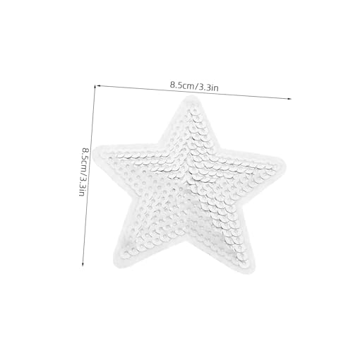 iplusmile 12 Stück Teiliges Pailletten Fünfzackiger Stern Aufnäher zum Aufbügeln Robuste Stickerei Applikationen für Kleidung Schuhe Hüte DIY Dekoration in Silber von iplusmile