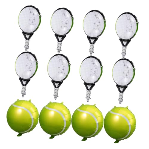 iplusmile 12 Stück Teiliges Tennis Party mit Grünen Tennisschläger Folienballons und Hellgrünen Tennisball Luftballons Langlebig Luftdicht für Tennis Dekoration und Sport Motto Feiern von iplusmile