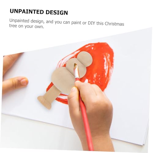 iplusmile 12 Stück Teiliges Unbemalte Holz Weihnachtsbaum Bastelsets DIY Holzdeko Figuren in Verschiedenen Natürliche Holzrohlinge für Kreative Weihnachtsdekoration und Kinderhandwerk von iplusmile