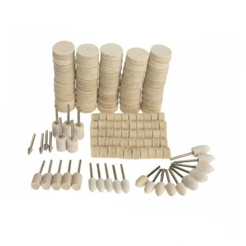 iplusmile 129 Stk Teiliges Polierscheiben Set aus Filz und Wolle und Schleifpads für Metall Vielseitig Einsetzbar für Auto Schmuck Holz und Kompatibel mit Meisten Elektrowerkzeugen von iplusmile