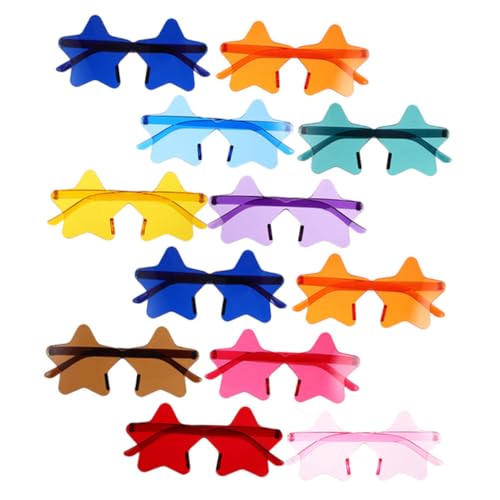 iplusmile 14 Stück Teiliges Bunte Sternförmige Randlose Sonnenbrillen Leichtes Design Komfortabler Sitz Partybrillen Gastgeschenk für Poolpartys Geburtstage und Festliche Anlässe von iplusmile