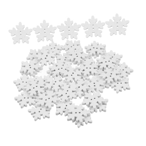 iplusmile 150 Stück Holzknöpfe Schneeflocken Weiß Robuste DIY Bastelknöpfe für Winterprojekte Shirt Dekorationen Vielseitig für Handwerk und Schneiderei von iplusmile