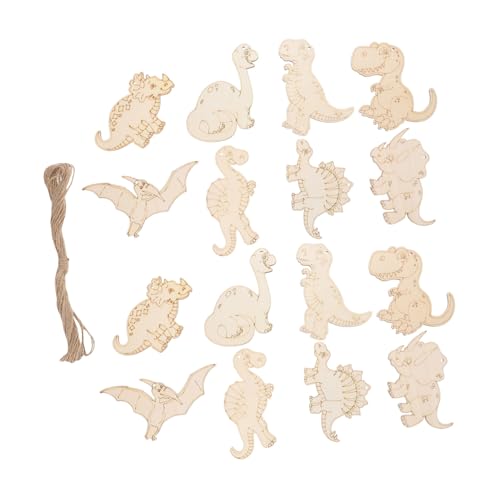 iplusmile 16 Stück Teiliges Holz Dinosaurier Bastelset mit Niedlichen Cartoon Motiven Unvollendete Holzanhänger zum Bemalen Kreative DIY Holzfiguren für Dekoration iplusmile 16 Stück Teiliges Holz Dinosaurier Bastelset mit Niedlichen Cartoon Motiven Unvollendete Holzanhänger zum Bemalen Kreative DIY Holzfiguren für Dekoration von iplusmile